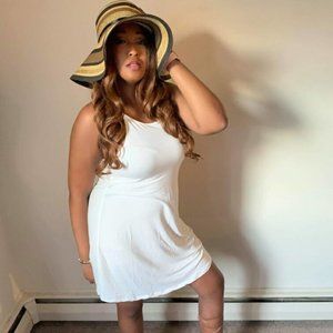 DRESS - White Halterneck Swing Dress